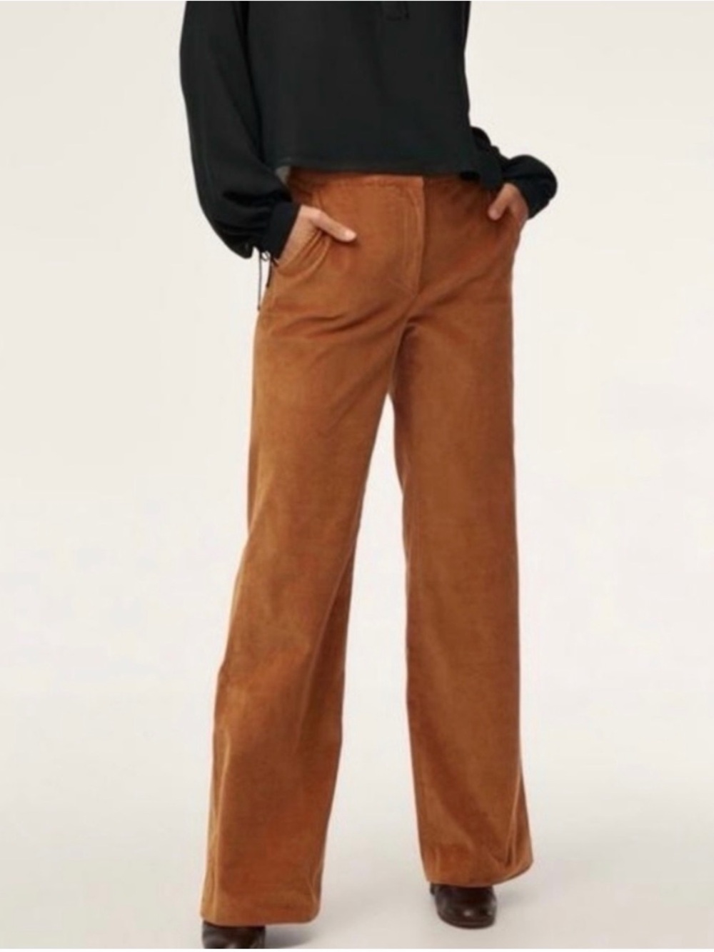 Babaton Camel Corduroy Wide Leg Pants Size 10 Women’s